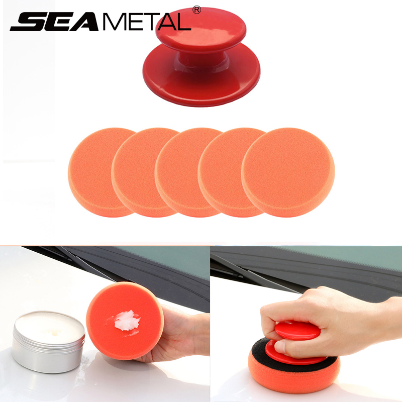 Car Wax Polishing Pad - SEAMETAL 6 ピース/セット洗車ワックスポリッシュパッドハンドル付き車ワックスがけ多機能使用クリーニングスポンジ車研磨スポンジ