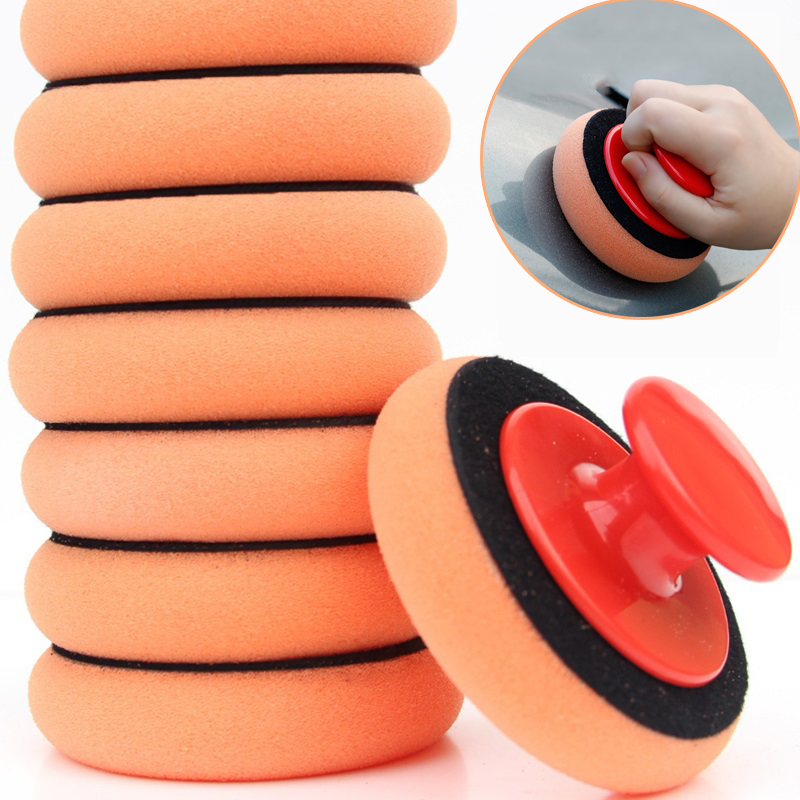 Car Wax Polishing Pad - 8 個車のワックスがけスポンジポリッシュパッドハンドル高密度バフワイプポリッシャーキット研磨クリーニングスポンジ車のクリーニングツール