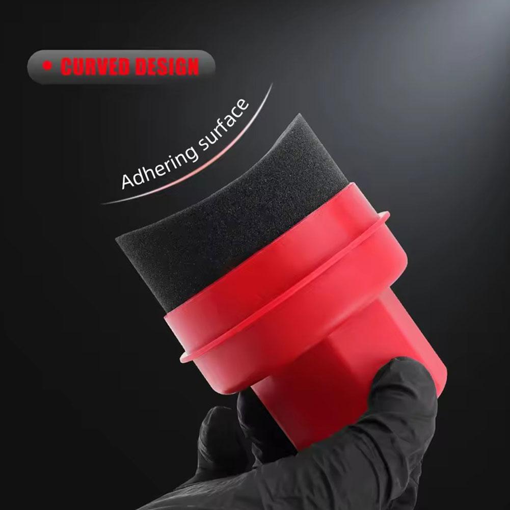 Car Wax Polishing Pad - 再利用可能なタイヤワックス塗布スポンジ（蓋付き）カーブ型車体洗浄パッド（タイヤドレッシング、ディテーリングキット用）車用ワックスツール