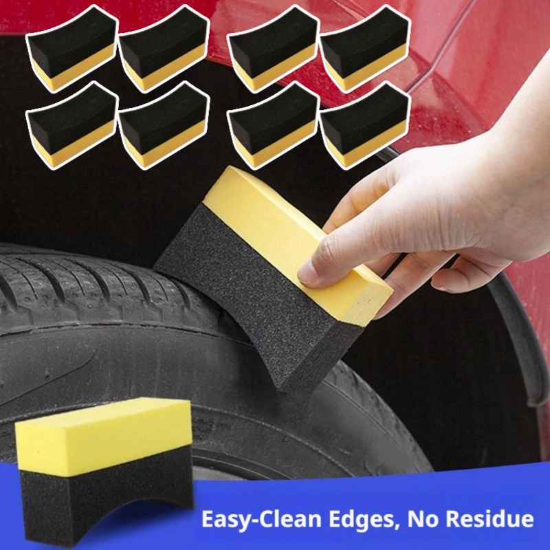 Car Wax Polishing Pad - 4個入り 車輪タイヤ洗浄スポンジブラシセット 自動車洗浄研磨ワックスパッド マイクロファイバー吸水ケアツール