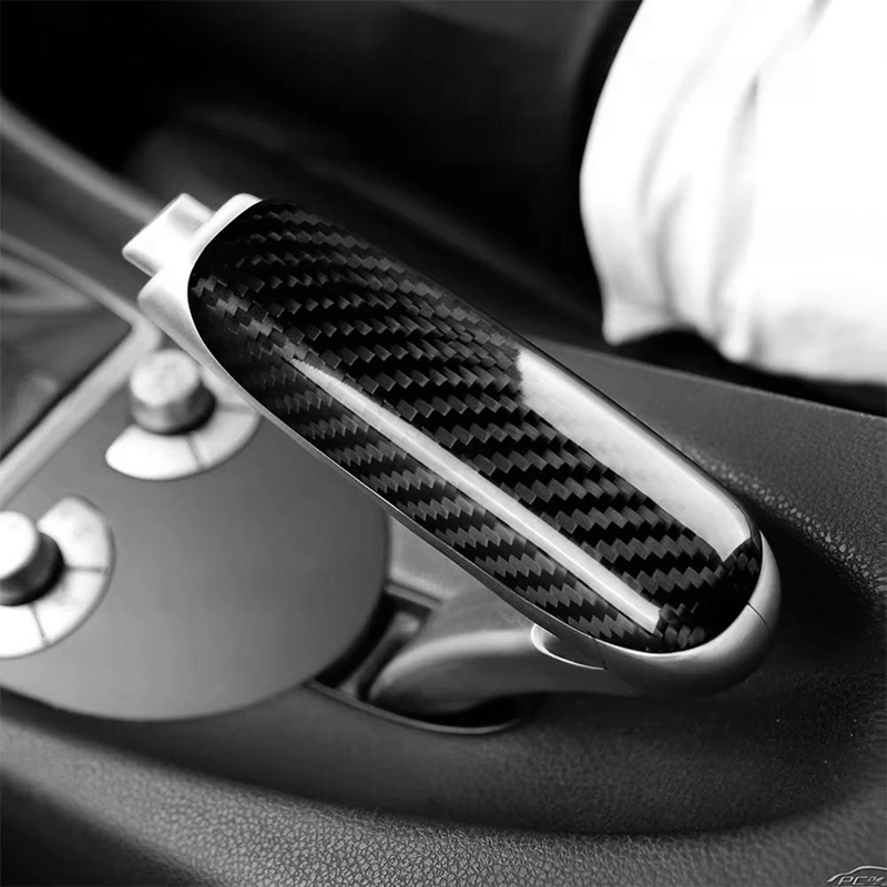 Car Accessories Mercedes - スーパーセール本物のカーボンファイバーカーハンドブレーキグリップ保護トリムカバーメルセデスベンツ SLK R171 2004-2010 アクセサリー