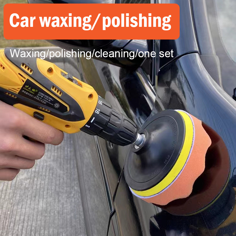 Car Wax Polishing Pad - 車の研磨スポンジパッドセット、サンドペーパー、ディスクのサンディングスポンジ、ドリルアダプター、デタンリングツール、3 