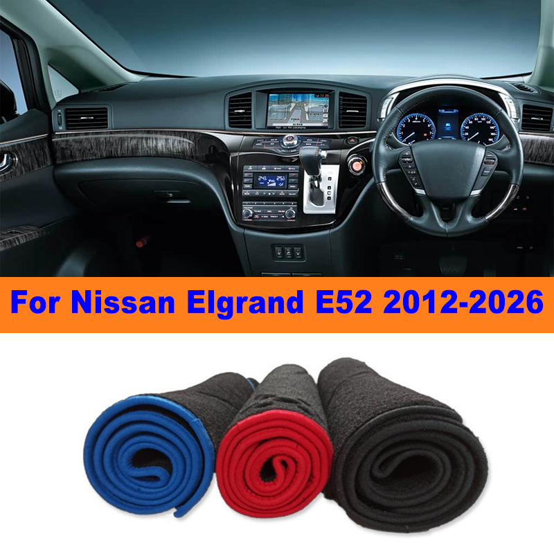 Car Anti-Slip Dashboard Mat - アンチグレアダッシュボードカバーダッシュマットノンスリップサンシェードパッドインテリアプロテクター日産エルグランド E52 2012-2026 カーアクセサリー