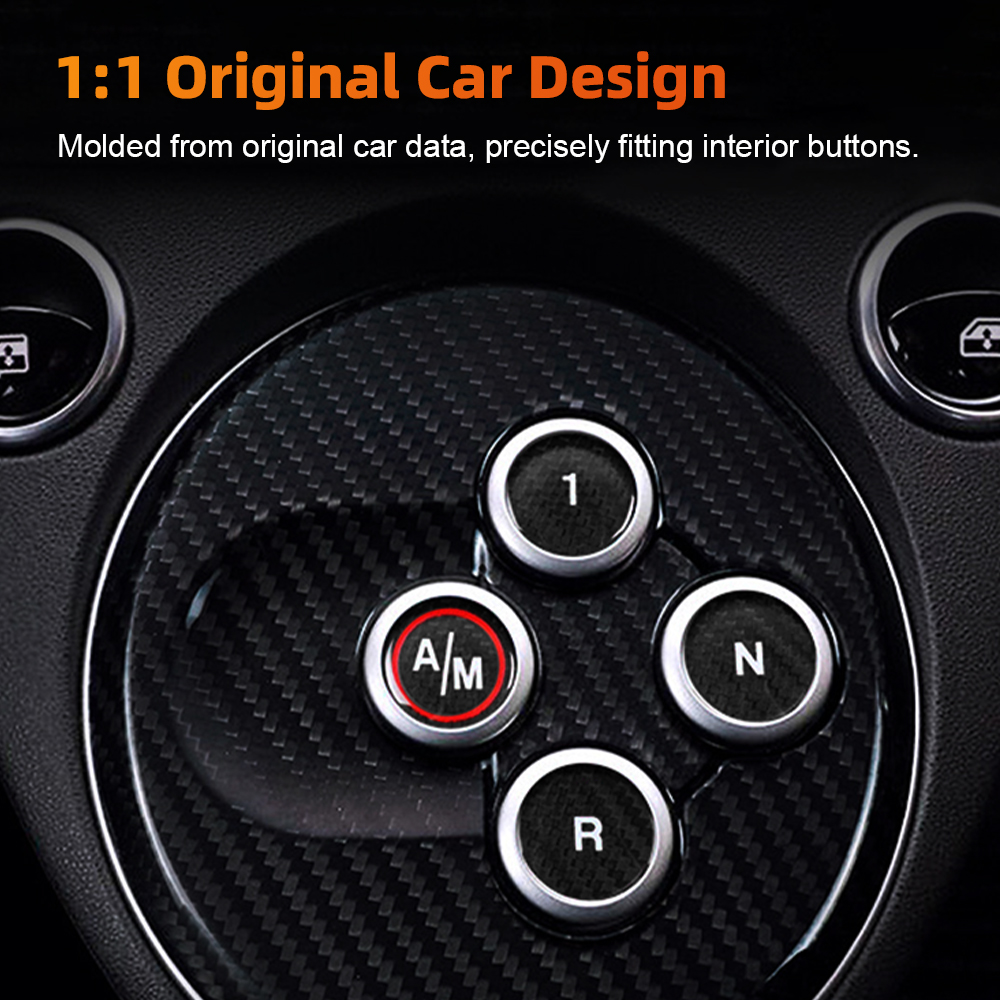 カーボンファイバー製車ギアシフトボタンスイッチカバーステッカ - Car Accessories Low Price のレビューと価格