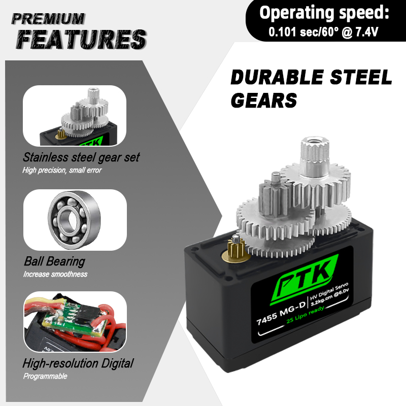 PTK 7455MG-D サーボ 12 グラムデジタルサーボ - D.A.D Car Accessories のレビューと価格