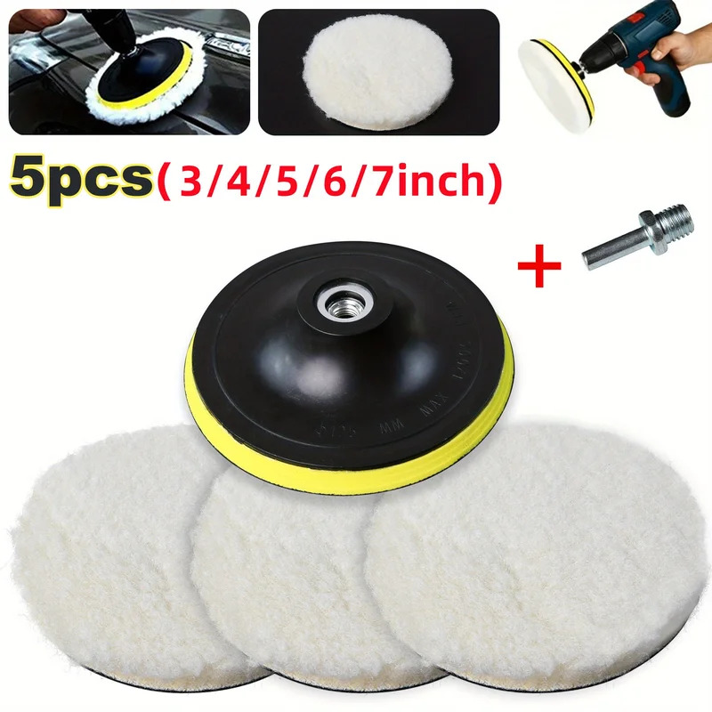 5個入り 7/6/5/4/3インチ 車磨きワックス掛けバフホ - Car Wax Polishing Pad のレビューと価格